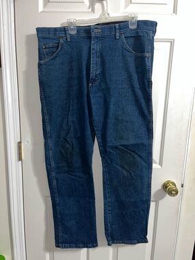 Wrangler Men's Straight Jeans in Deep Blue Denim